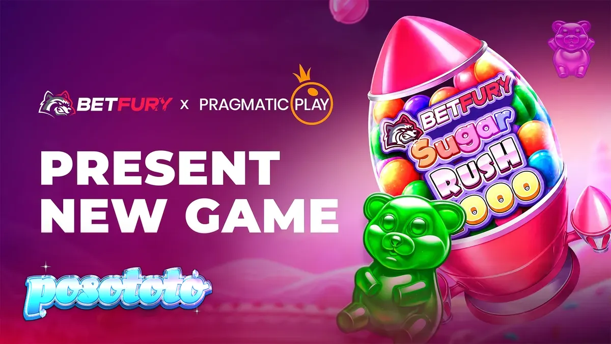 Tampilan visual slot BetFury Sugar Rush 1000 dengan desain penuh warna